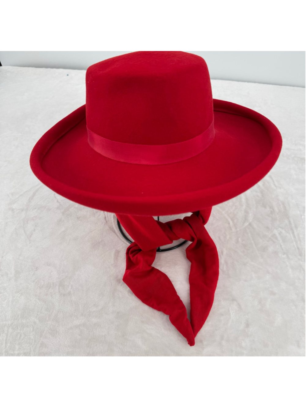 Vintage Red Scarf Tie Fedora Hat Bollman Hat Co. 100% Wool Doeskin Felt